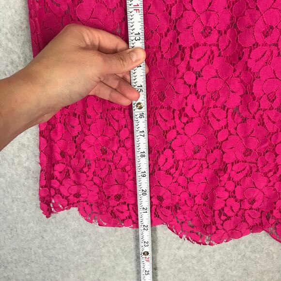 Nanette Lepore Top Womens Medium Pink Floral Lace Scalloped Feminine Sheer Twee‎ - Picture 6 of 10